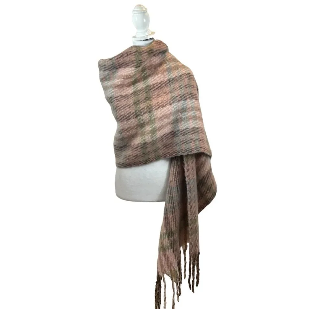 Brand new‎ with Tags Ladies Macchia Di Ruggine Brand Plaid Fringe Scarf Large